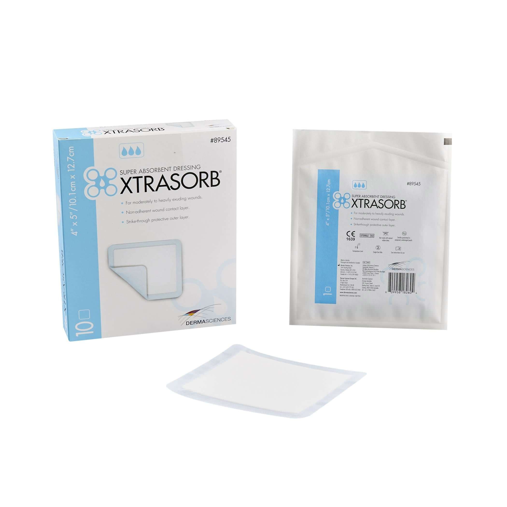 Derma Xtrasorb Classic Super Absorbent Dressing, 4 x 5 Inch - Box of 10 - Image 1