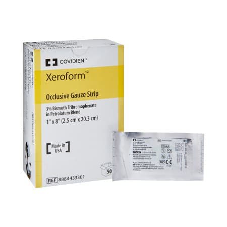 Xeroform Occlusive Strip Dressing, 1 x 8 Inch - Box of 50 - Image 1
