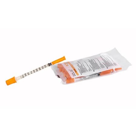 SOL-M Standard Insulin Syringe with Attached Needle, 29 Gauge, 1/2 Inch - Case of 1000 - Image 1