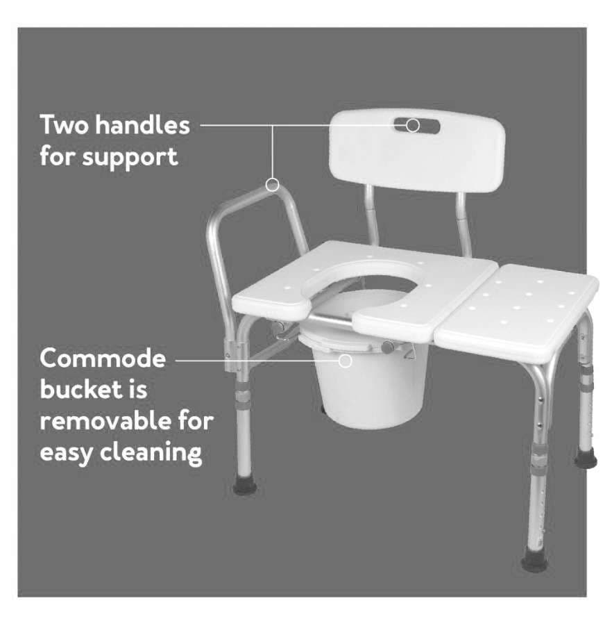 Carex Bathtub Transfer Bench with Commode Opening and Bucket - Image 3