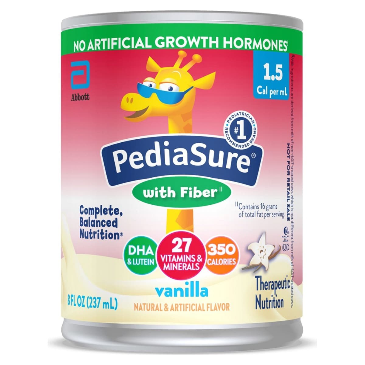 Pediasure 1.5 Cal Pediatric Oral Supplement with Fiber, Vanilla, 8 oz - Each - Image 1