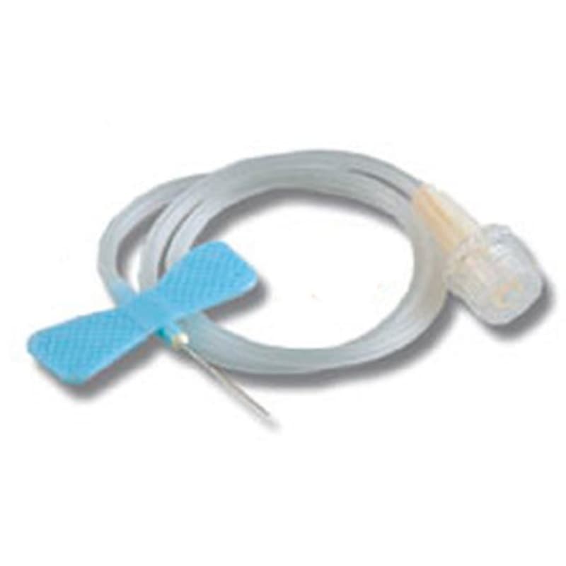 SecureTouch Scalp Vein Infusion Set with Fixed Wing Hub, Light Blue, 23 Gauge - Box of 50 - Image 1