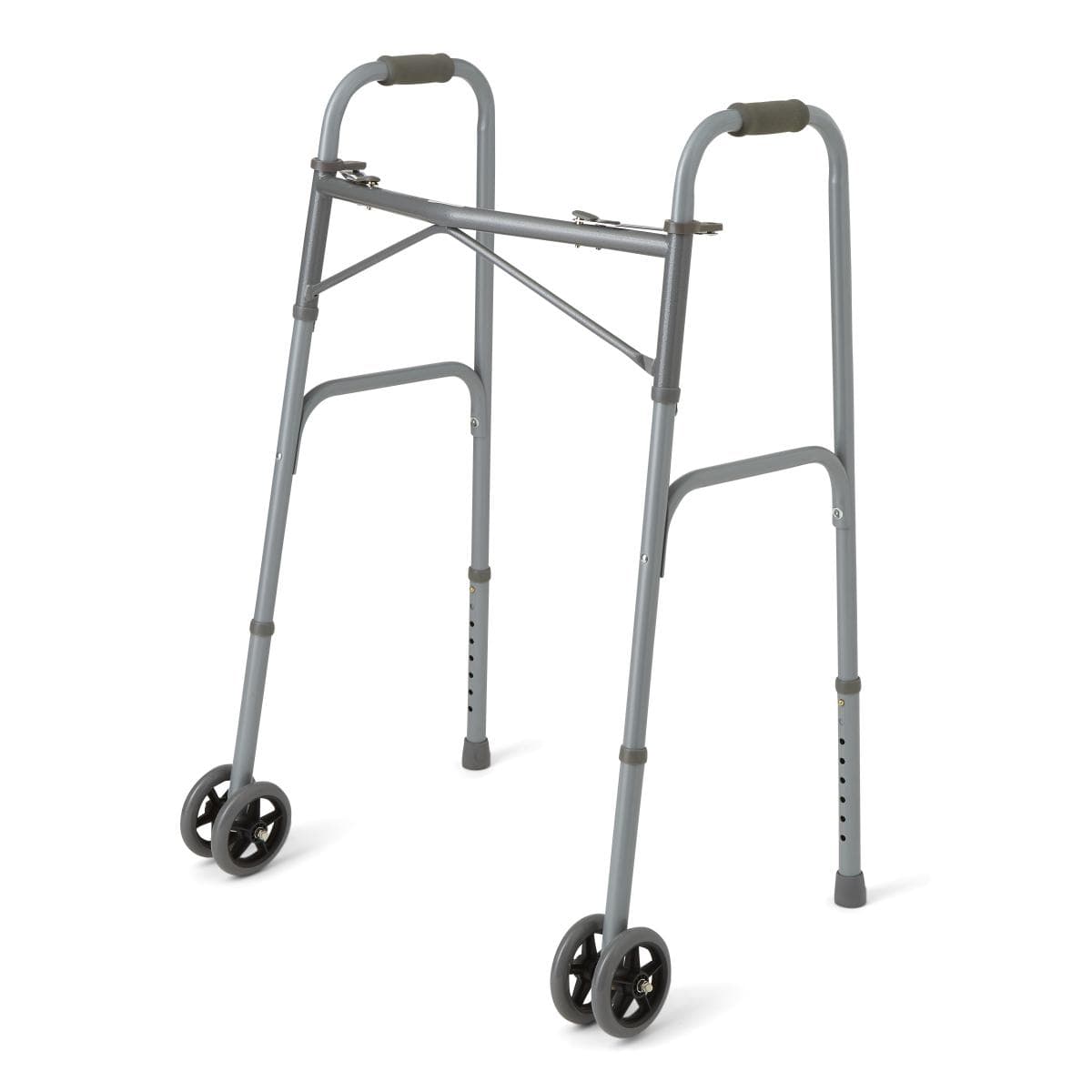 Medline Bariatric Steel Folding Walkers, Basic Steel, 600 Lb Cap, With Wheels - Each - Image 1
