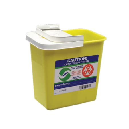SharpSafety Chemotherapy Waste Container with Gasketed Hinged Lid, 17.75H x 11D x 15.5"W - Case of 10 - Image 1
