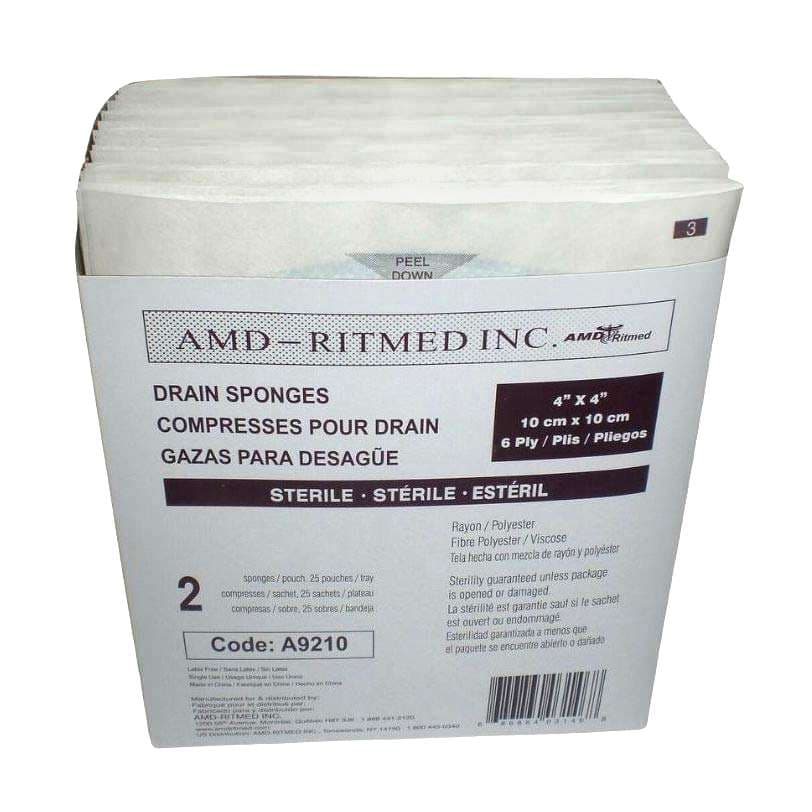 AMD Drain Sponge Gauze Fenestrated Square, 4 x 4 Inch - Case of 300 - Image 1
