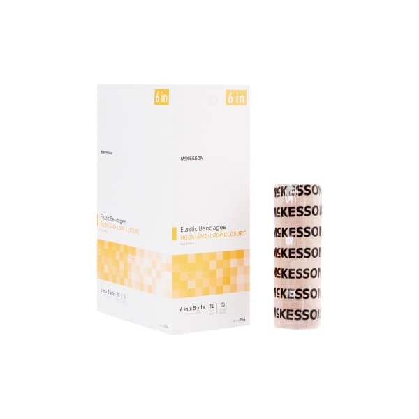 McKesson Elastic Bandage Tan NonSterile, 6 Inch x 5 Yard - Box of 10 - Image 1