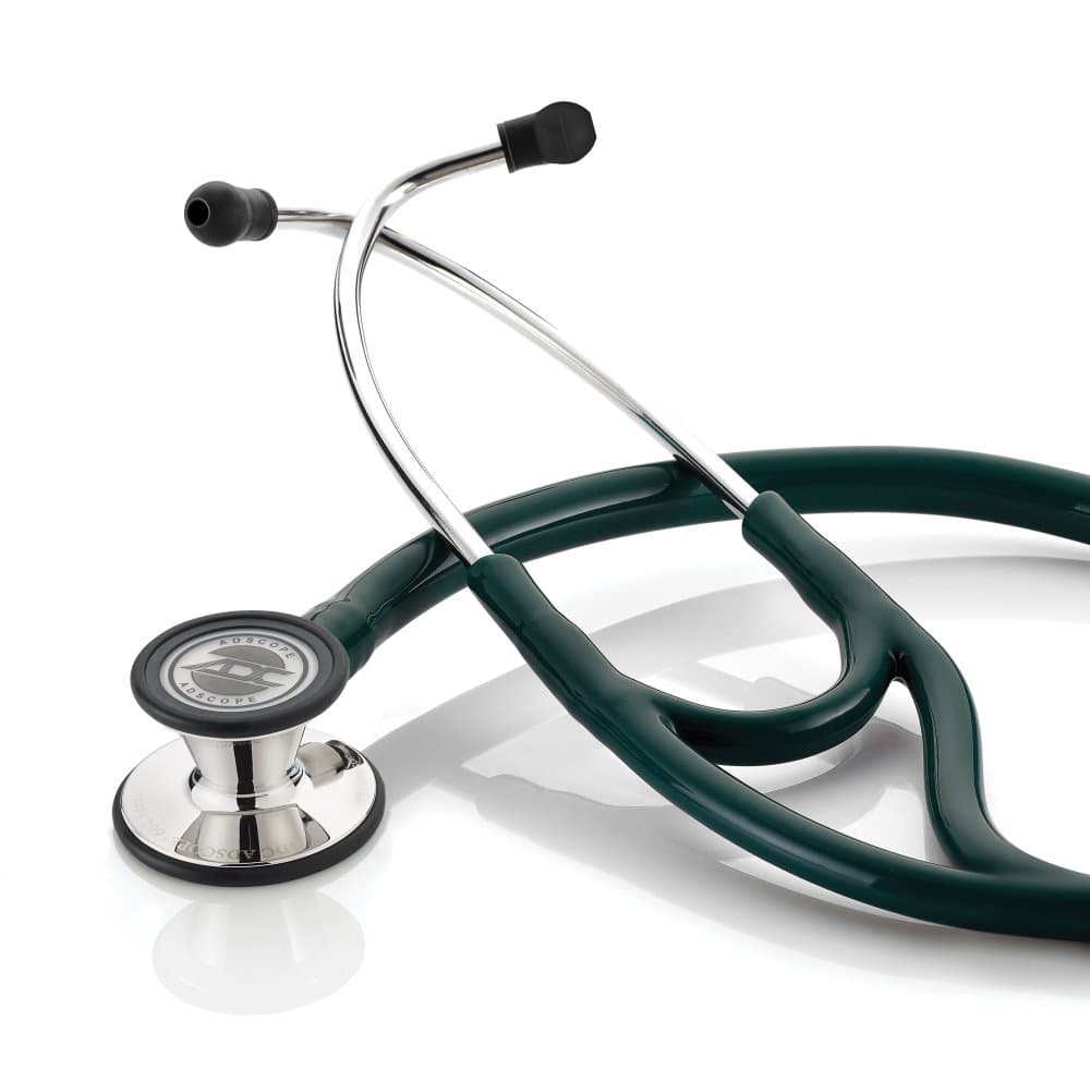 ADC Adscope 601 Convertible Cardiology Stethoscope, Mirror Finish Dark Green Tubing - Each - Image 1