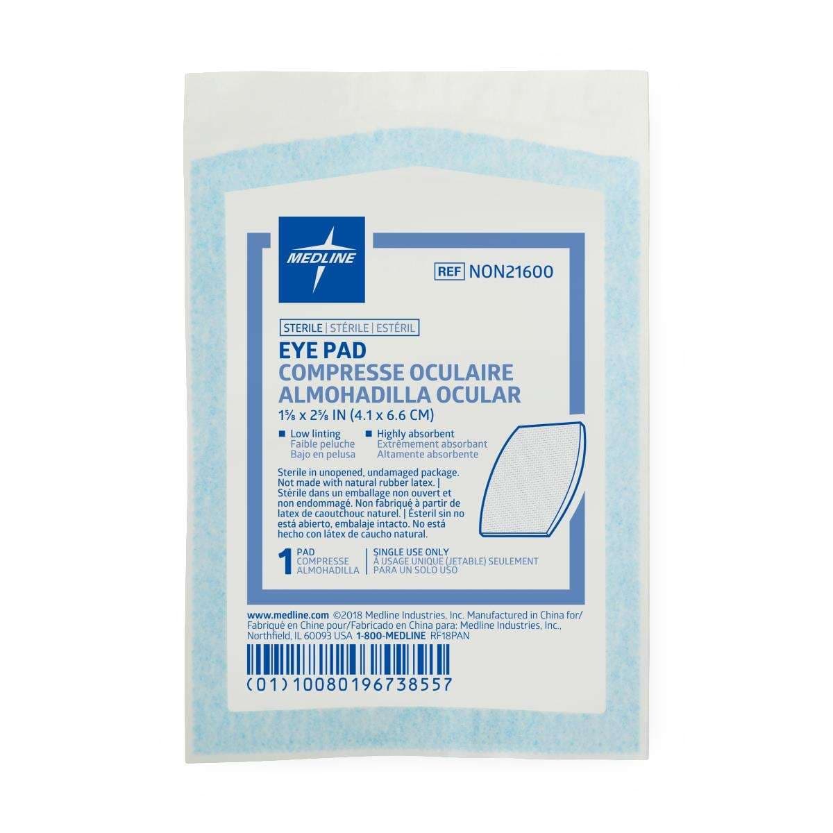 Medline Sterile Eye Pads, 1.62 x 2.62 Inch - Image 1