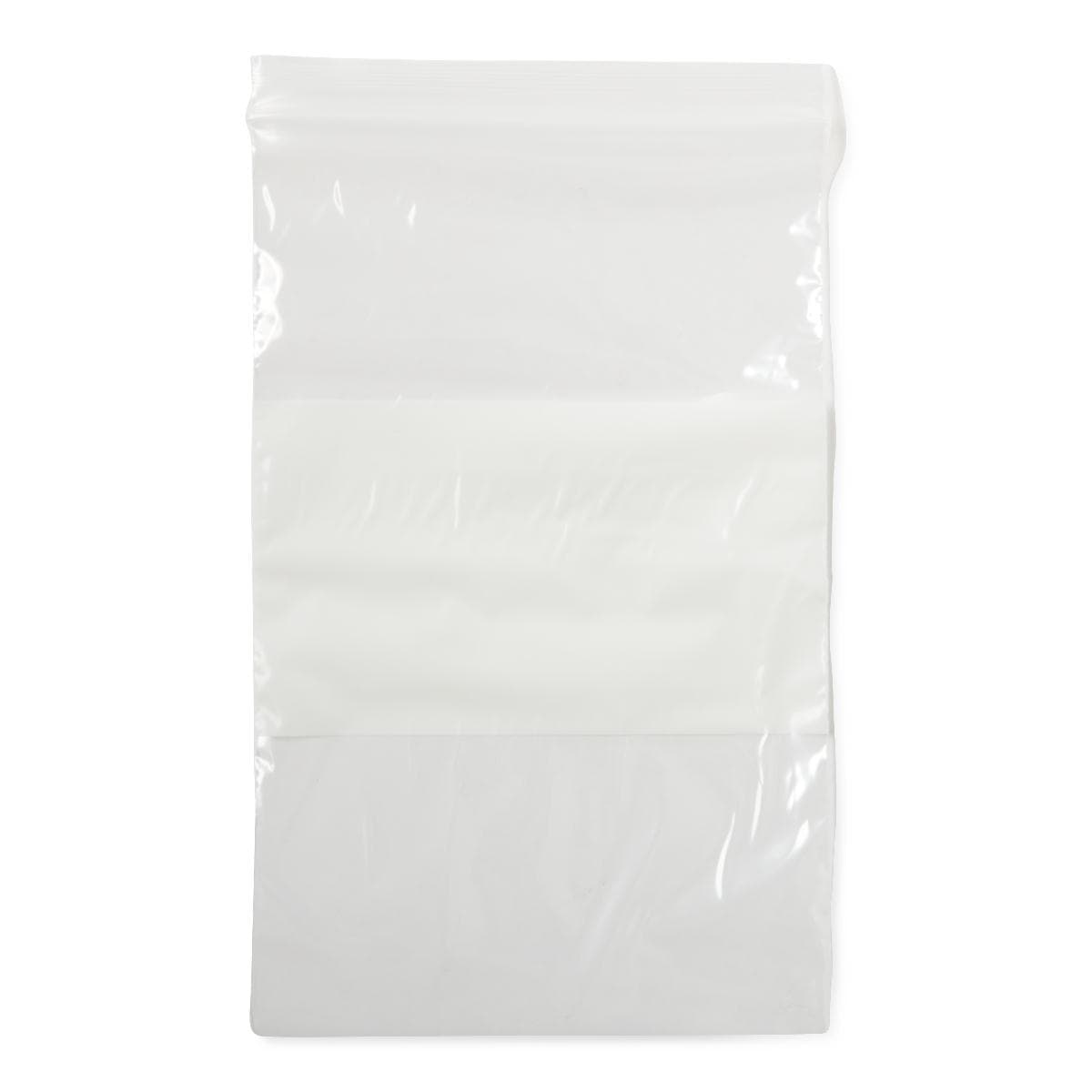 Medline Plastic Bags with Zip Closure and White Write-On Block, 2 mil, 5" x 8" - Package of 100 - Image 1