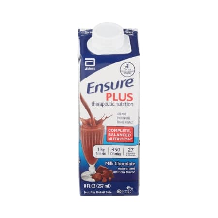Ensure Plus Therapeutic Nutrition Shake, Milk Chocolate, 8 oz - Case of 24 - Image 1