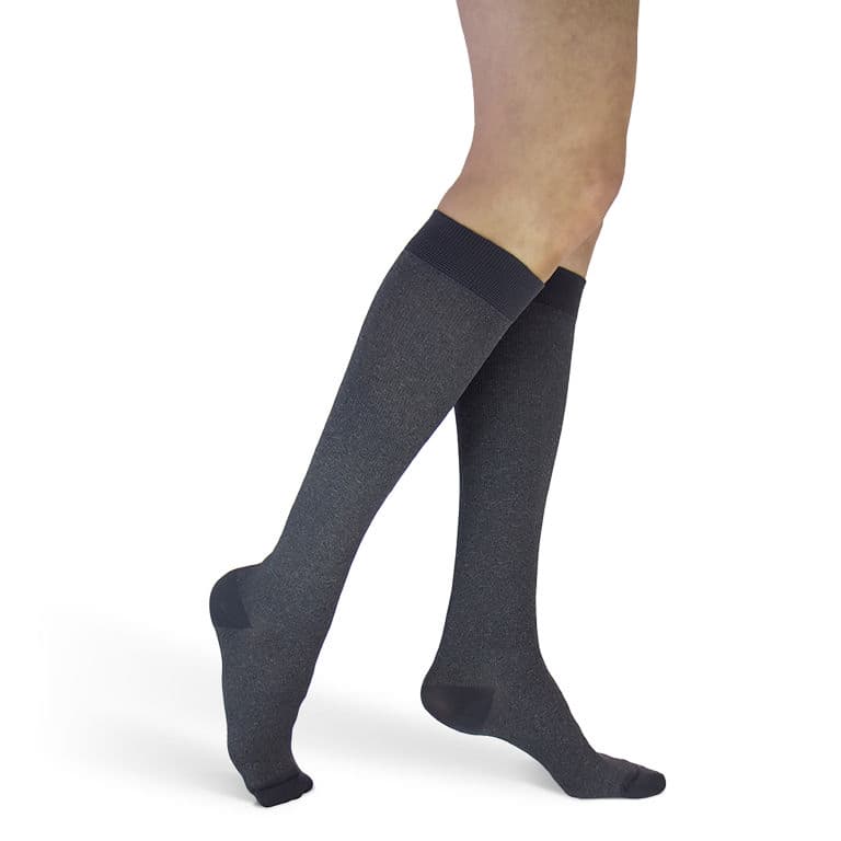 Sigvaris Microfiber Shades women Calf High Compression Socks, 15-20mmHg, Size C, Graphite Argyle - Pair - Image 1