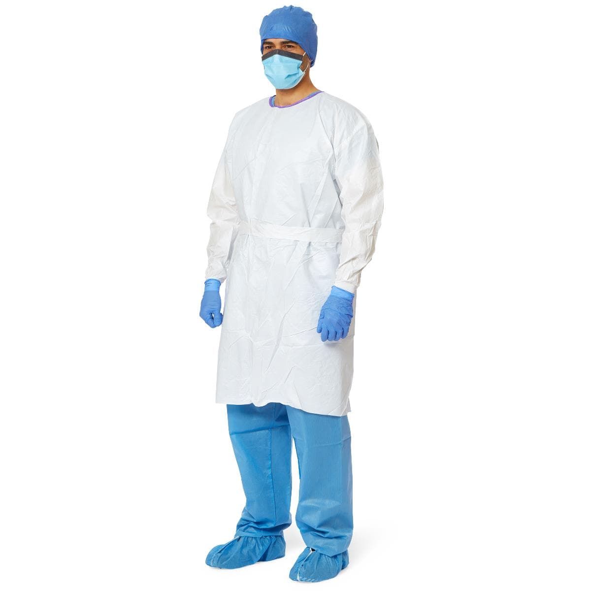 Medline Microporous AAMI Level 3 Isolation Gown, White, Size Regular - Case of 50 - Image 1