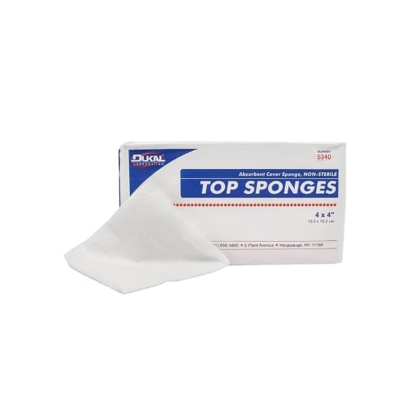 Dukal Nonwoven Sponge White 8-Ply Square NonSterile, 4 x 4 Inch - Package of 100 - Image 1