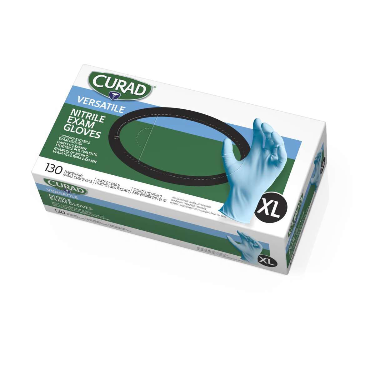 Curad Powder-free Textured Nitrile Exam Gloves, Extra Large - Box of 130 - Image 1