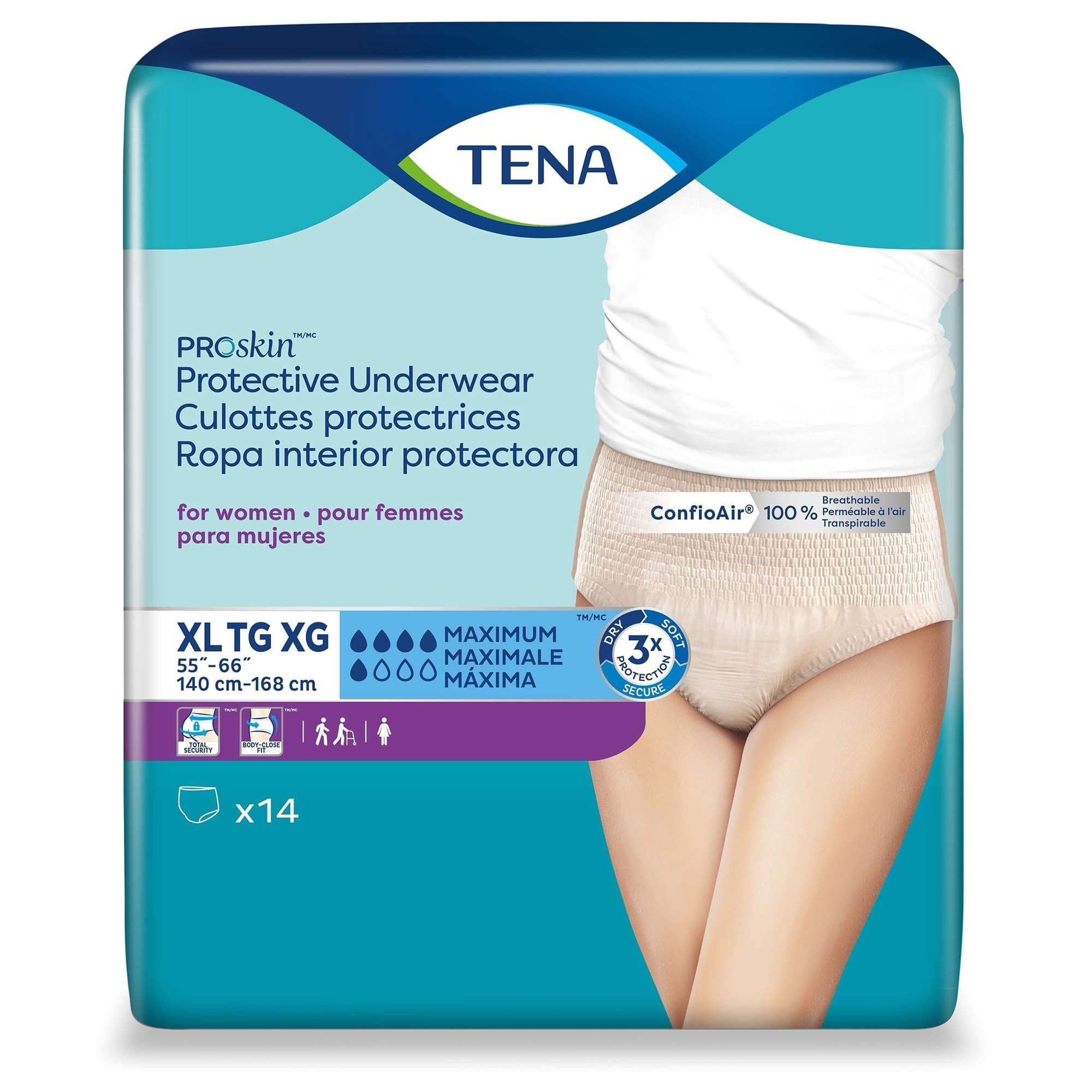 TENA Proskin Maximum Absorbent Underwear for Women, X-Large - Case of 56 - Image 1