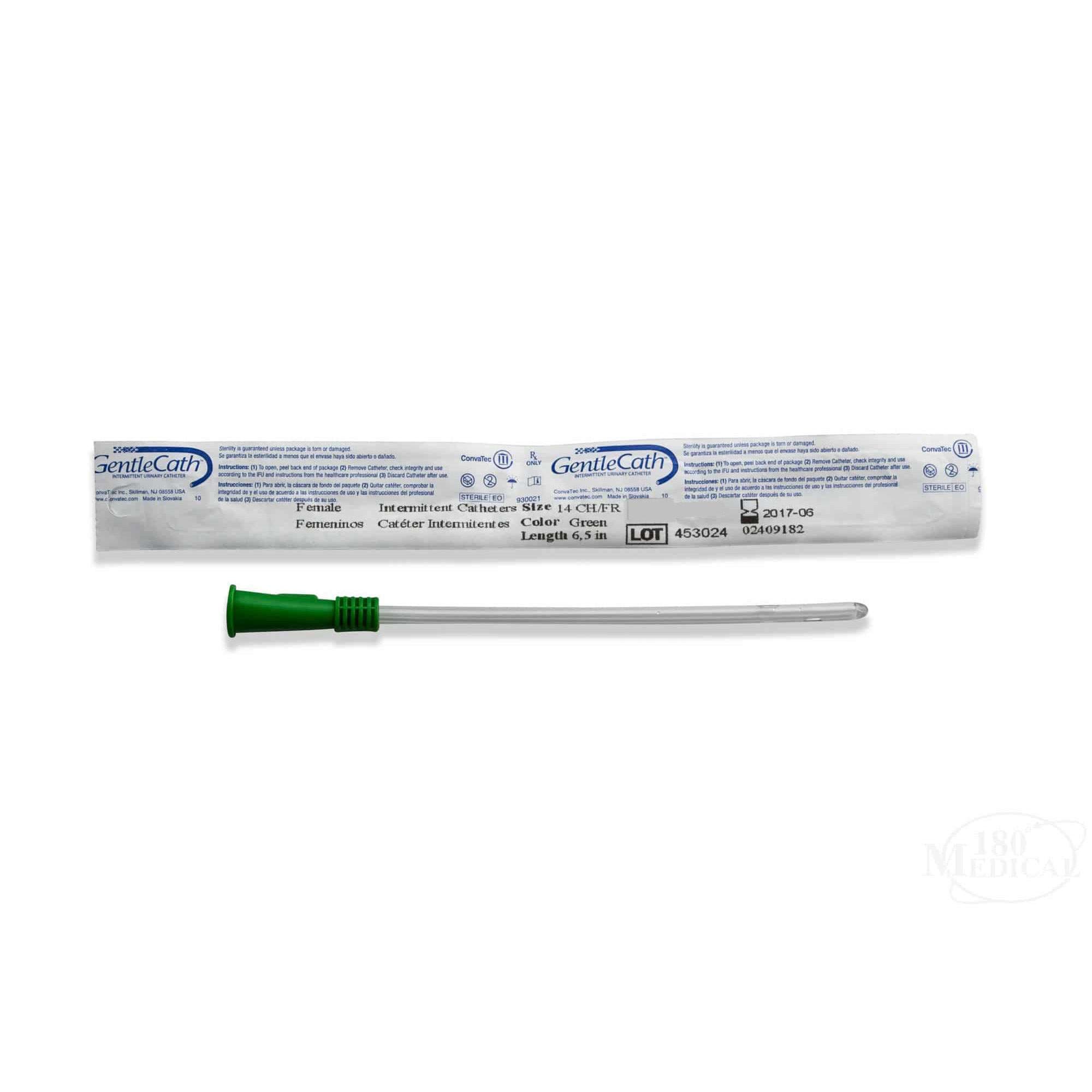 GentleCath Uncoated PVC Intermittent Catheter for Female, 14 Fr, 6.5" - Each - Image 1