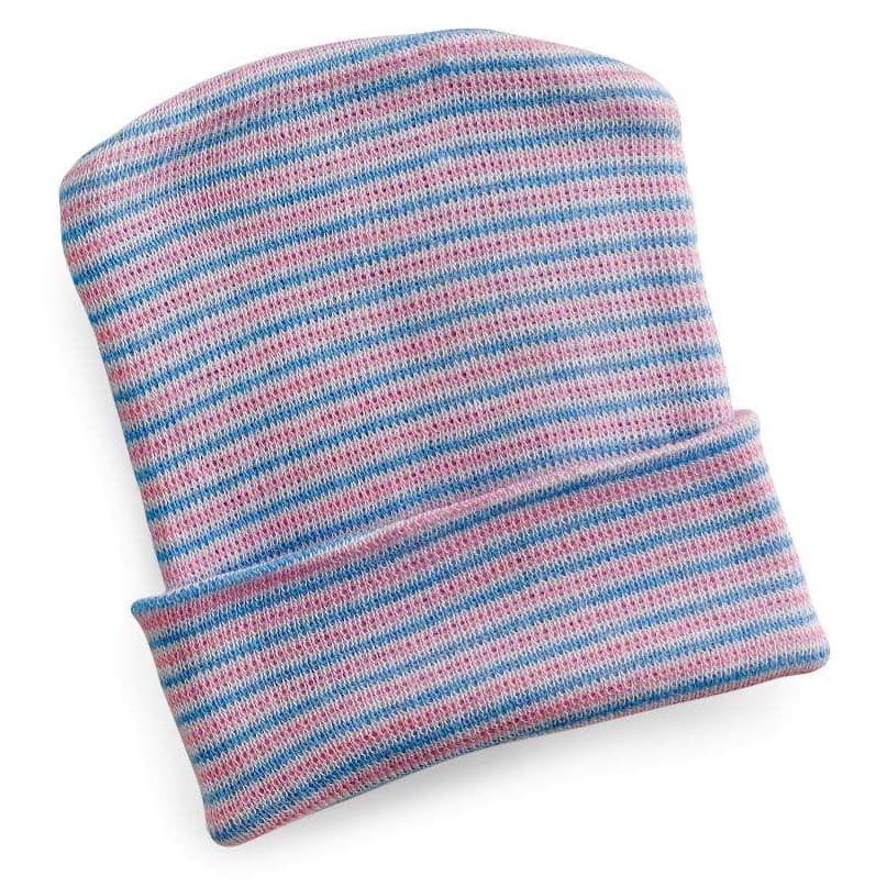 Medline Infant Head Warmer, Pink-Blue Stripe - Each - Image 1