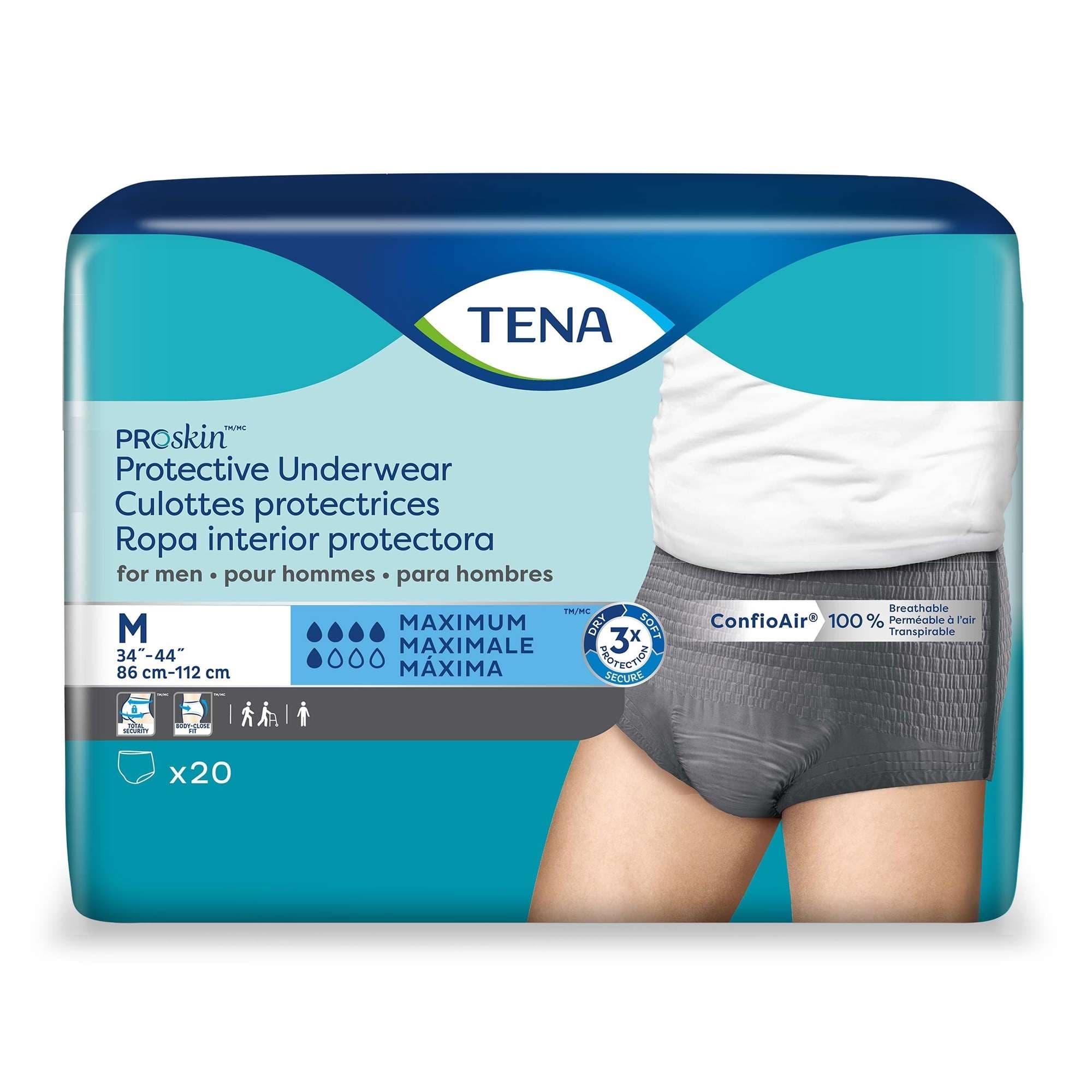 TENA ProSkin Protective Underwear for Men, Medium - Case of 80 - Image 1