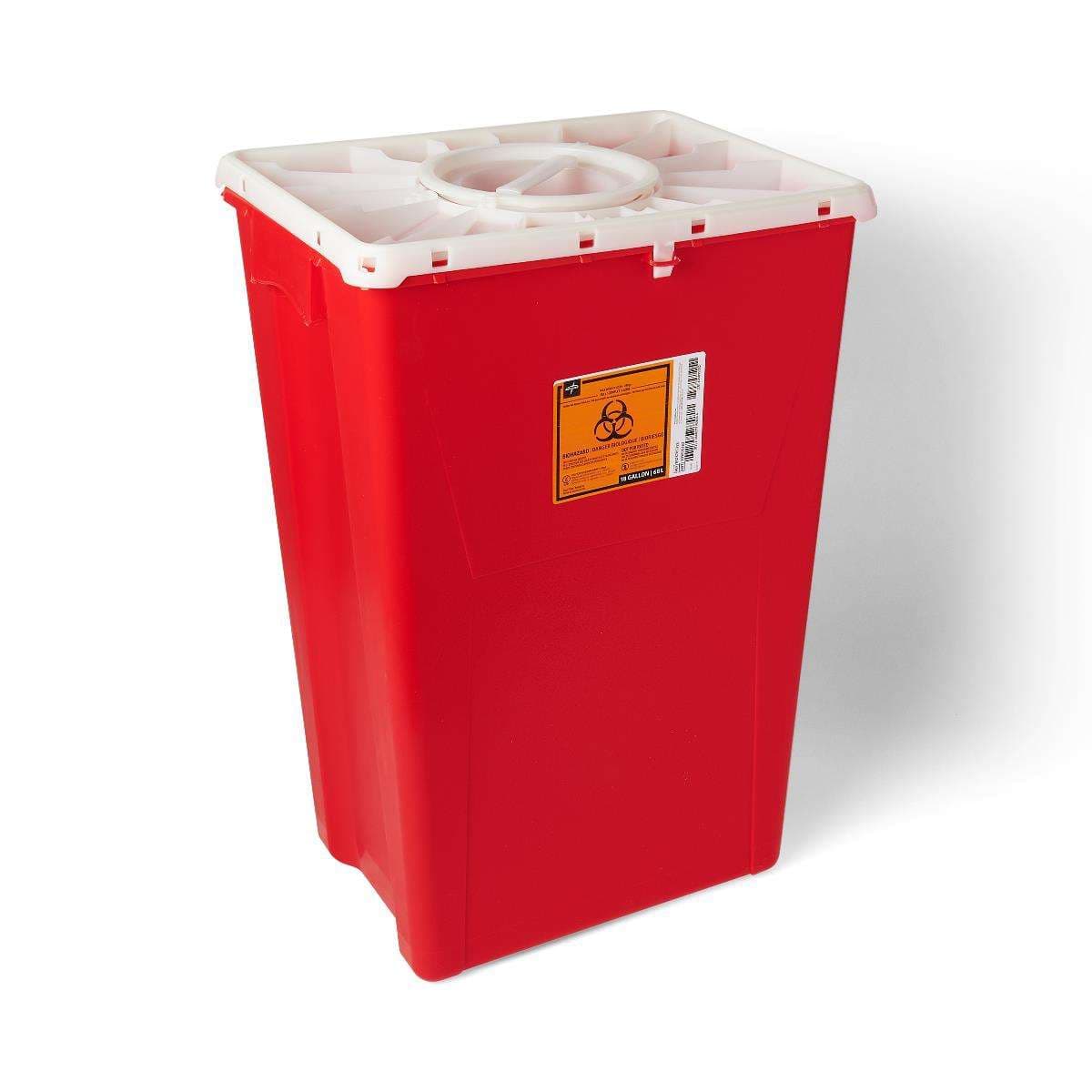 Medline Large PG-II Waste and Sharps Containers, 18 gal, Red - Package of 7 - Image 1