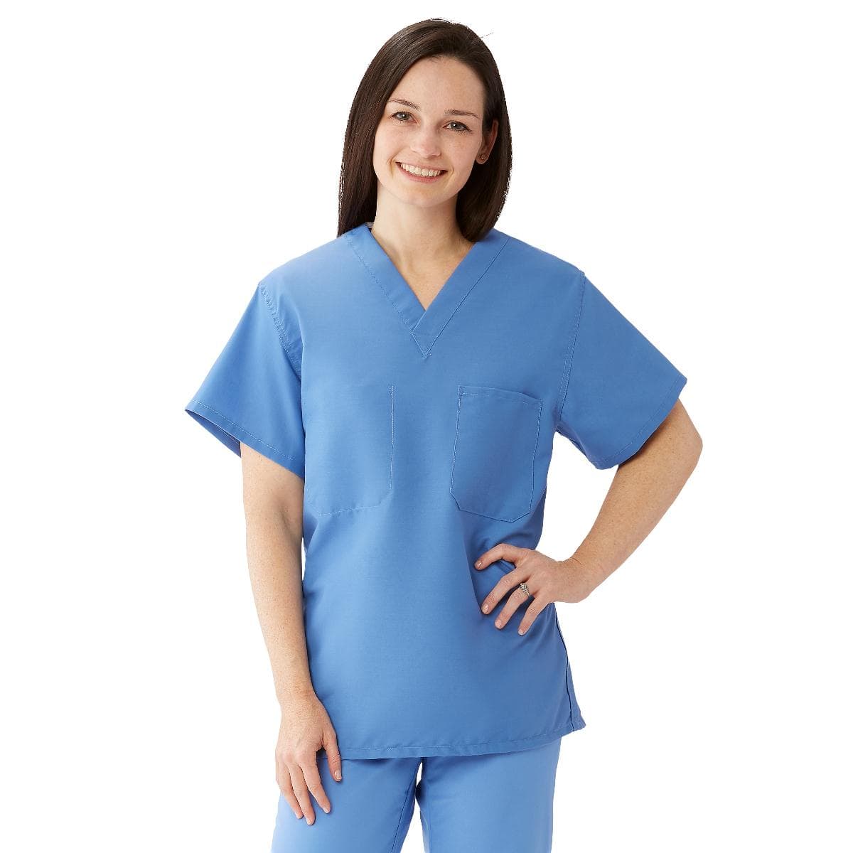 Medline ComfortEase Unisex Reversible Scrub Top with 2 Pockets - Image 2