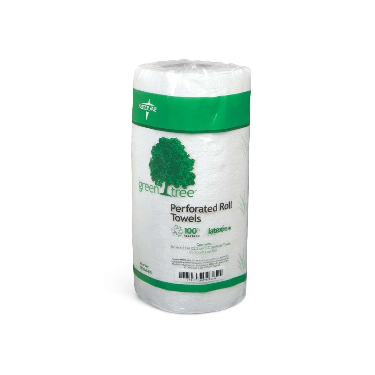 Medline Green Tree Perforated Paper Towel Roll, 8.8" x 11" - Image 1