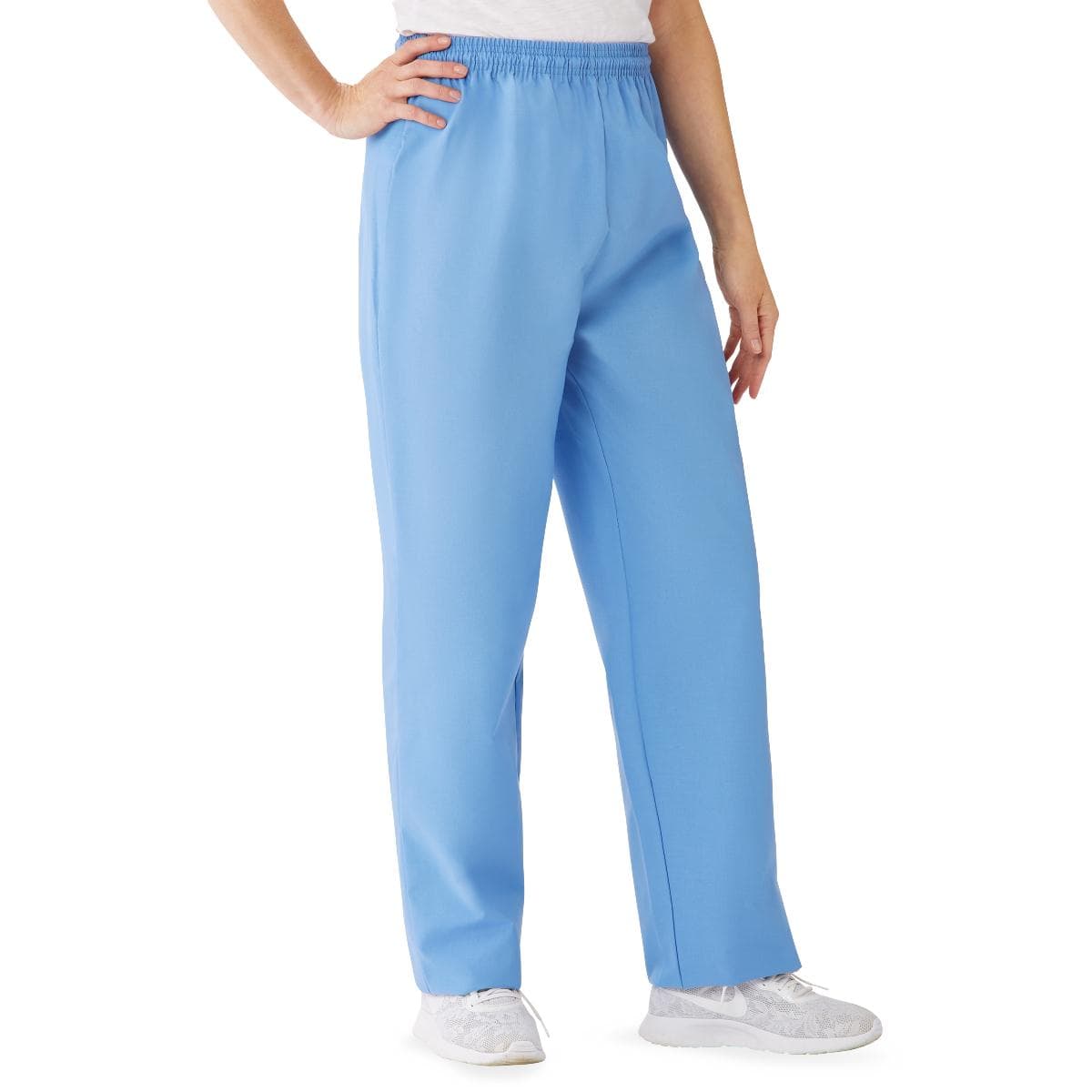 Medline Angelstat Women's Elastic Drawstring Waist Scrub Pants, Ceil Blue, 6XLarge - Image 1