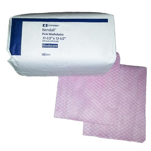 Kendall Excilon Moderate Absorbent Washcloths, Pink - Case of 500 - Image 1