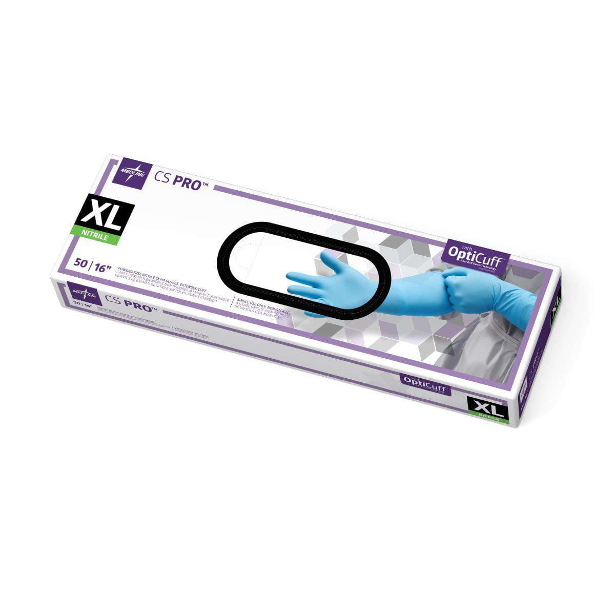 CS Pro 16" Extended Cuff Nitrile Exam Gloves, Extra Large - Case of 500 - Image 1