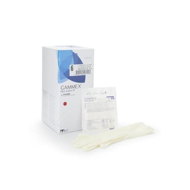 GAMMEX Non-Latex PI Surgical Glove White Neutral Beaded Cuff Standard, Size 6 - Box of 50 - Image 1