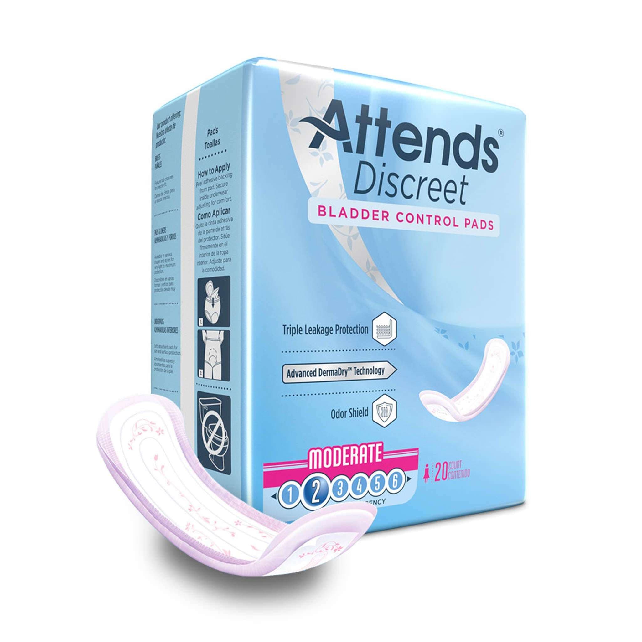 Attends Discreet Female Bladder Control Pads, 10-1/2 Inch - Package of 20 - Image 1