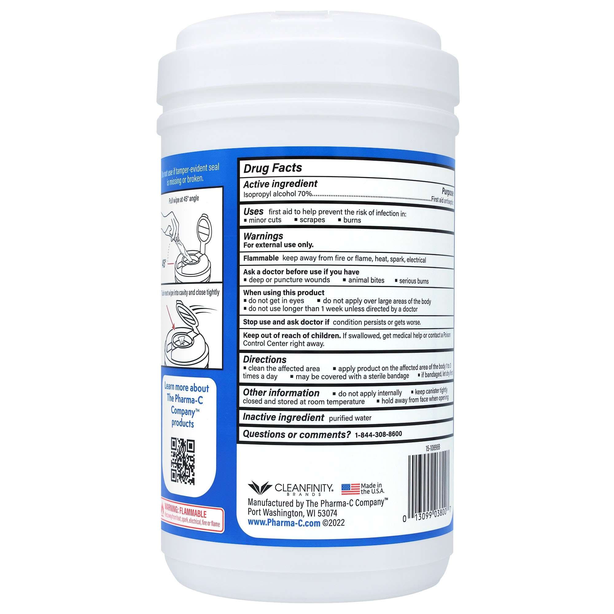 Pharma-C 70% Isopropyl Alcohol Antiseptic Wipes - Image 2