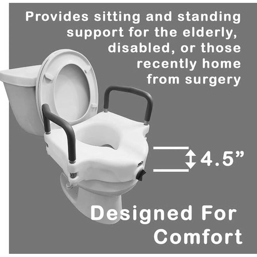 Carex Classics Raised Toilet Seat with Armrests - Image 4