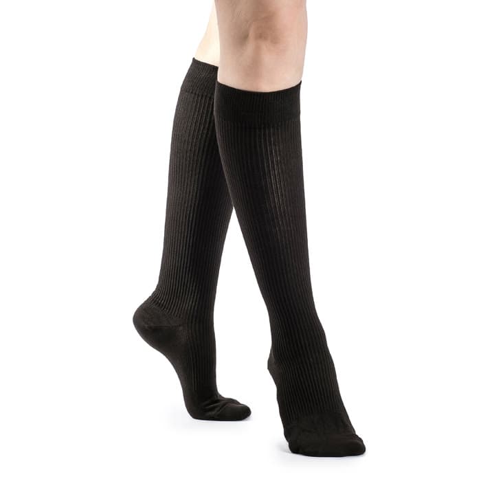 Sigvaris Casual Cotton Calf High Compression Socks, 15-20 mmHg, Size A, Brown - Pair - Image 1