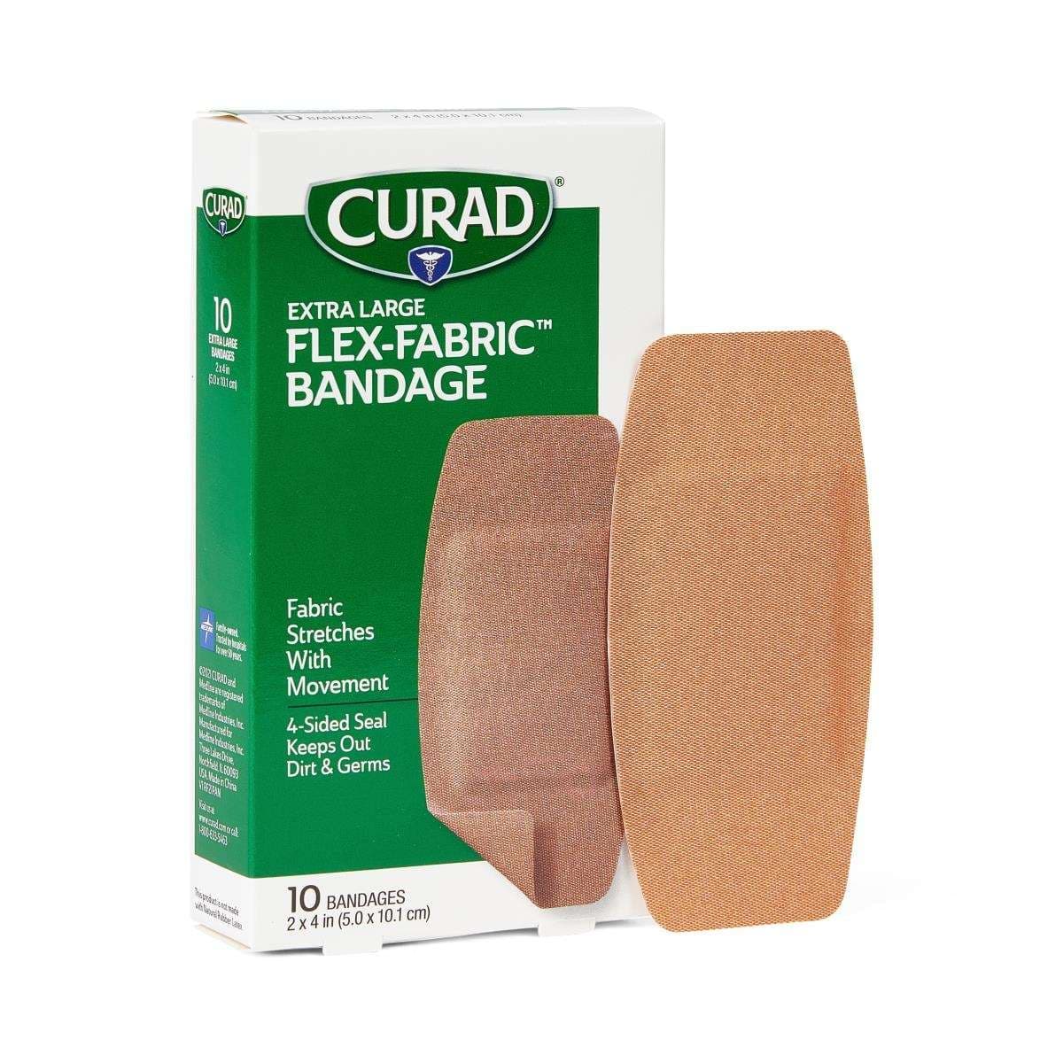 Medline Curad Flex Fabric Adhesive Bandage, 2 x 4 Inch - Package of 10 - Image 1