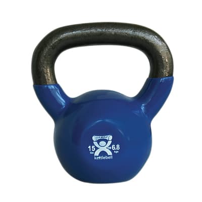 CanDo vinyl-coated kettlebell, Blue, 15 Lbs - Image 1