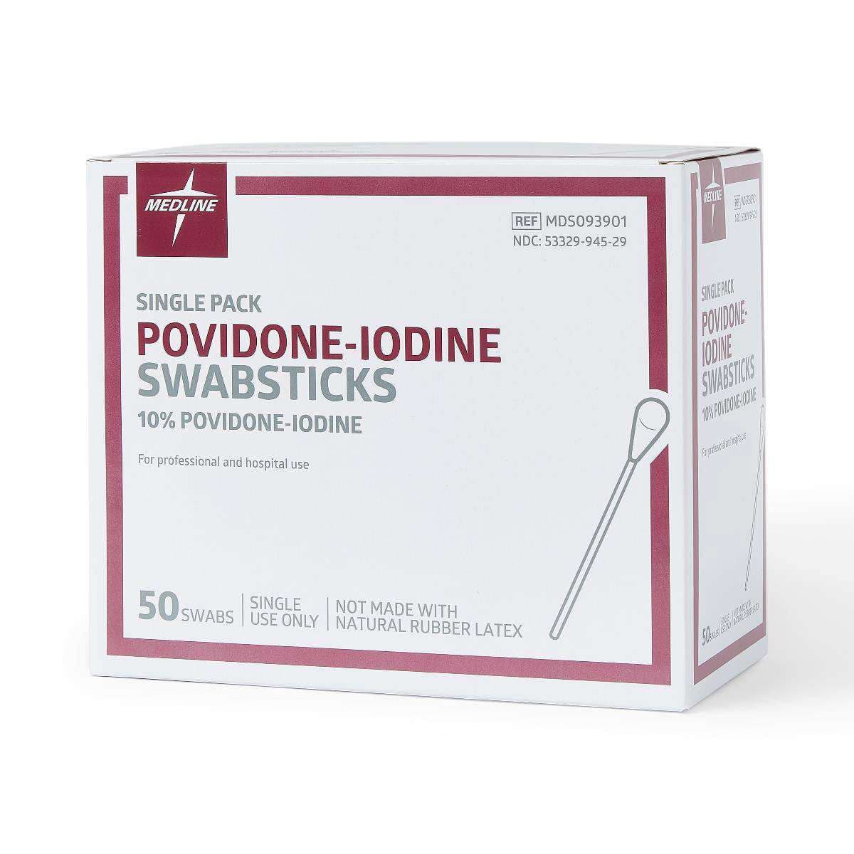 Medline Povidone-Iodine PVP Swabstick, 1 Per Pack - Box of 50 - Image 1