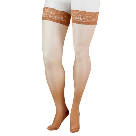 Juzo Attractive OTC Thigh High Compression Stocking 15-20 mmHg, Regular, Closed Toe, Beige, Medium - Pair - Image 1