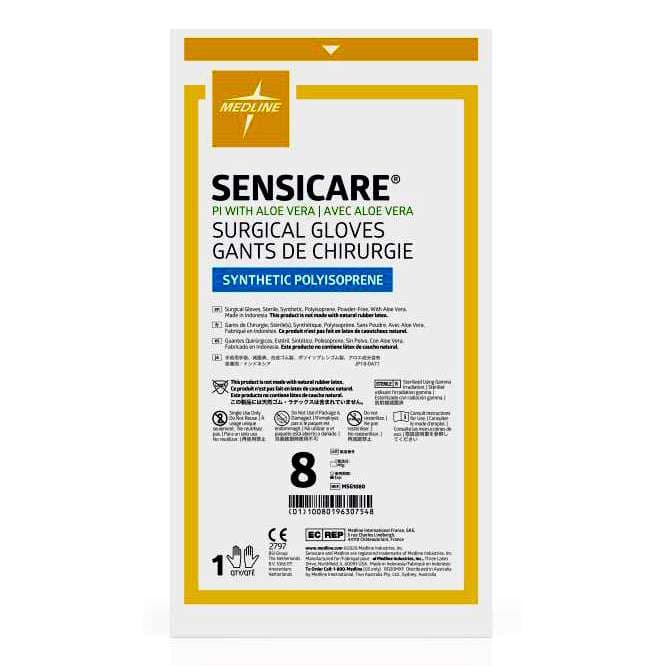 SensiCare PI with Aloe Surgical Gloves, Size 8 - Box of 25 - Image 1