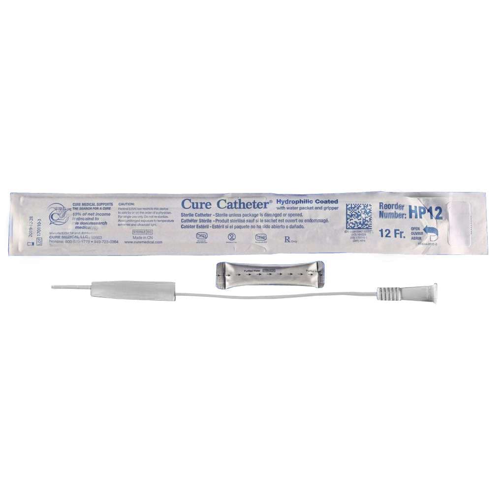Cure Pediatric Hydrophilic Catheter, 12 Fr - Box of 30 - Image 1