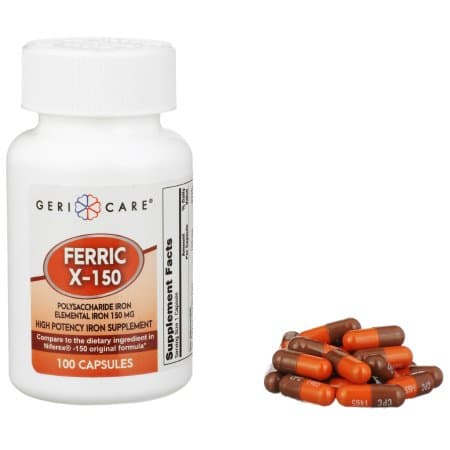 Geri-Care Iron Mineral Supplement Capsule, 150 mg - Bottle of 100 - Image 1