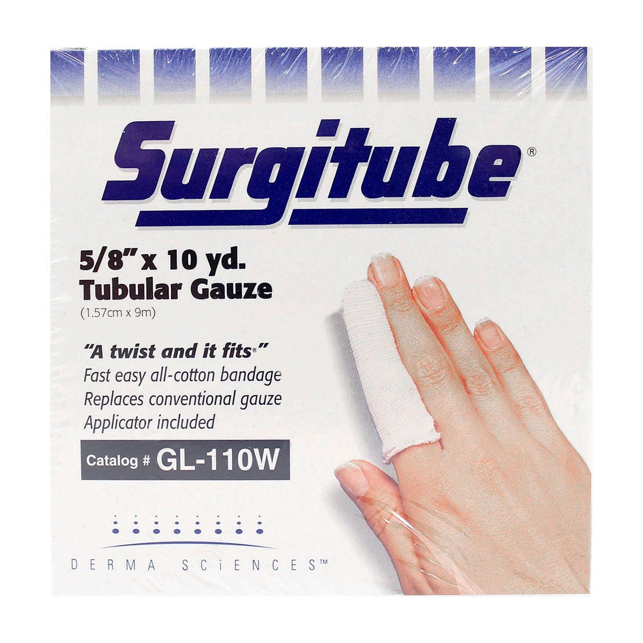 Derma Surgitube Tubular Gauze Bandage For Use without Applicator, 5/8 Inch x 10 Yard, White - Each - Image 1