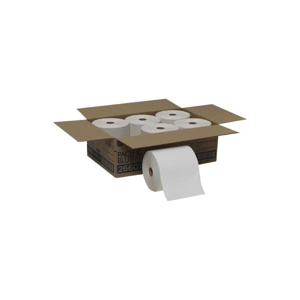 Pacific Blue Basic Paper Towel 1-Ply Continuous Sheet, White, 7-7/8 Inch x 800 Foot - Case of 6 - Image 1