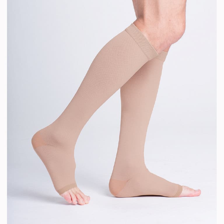 Sigvaris Unisex Natural Rubber Calf High Compression Socks, 30-40mmHg, Beige, XLarge Avg Long - Pair - Image 1
