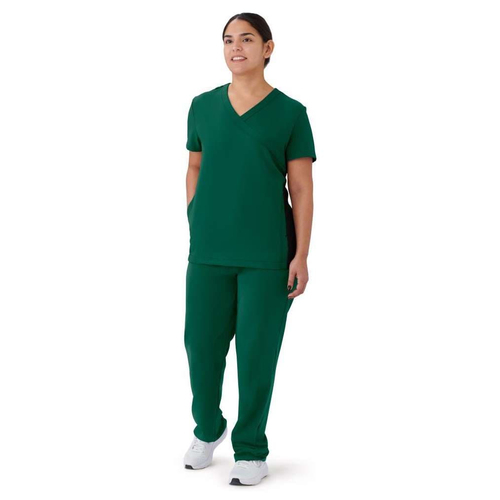 Medline Staten AVE Women's Yoga-Style Scrub Top, Hunter Green, Medium - Image 1