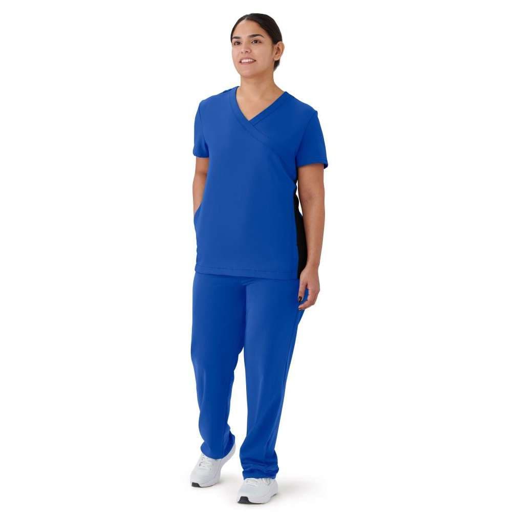 Medline Staten AVE Women's Yoga-Style Scrub Top, Royal Blue, Small - Image 1