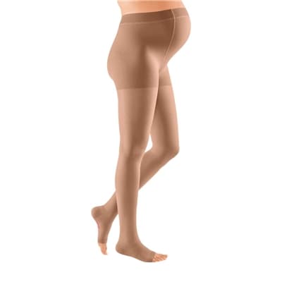 Mediven Plus Maternity Compression Pantyhose 30-40mmHg Petite, Open Toe, Beige, Size V - Image 1