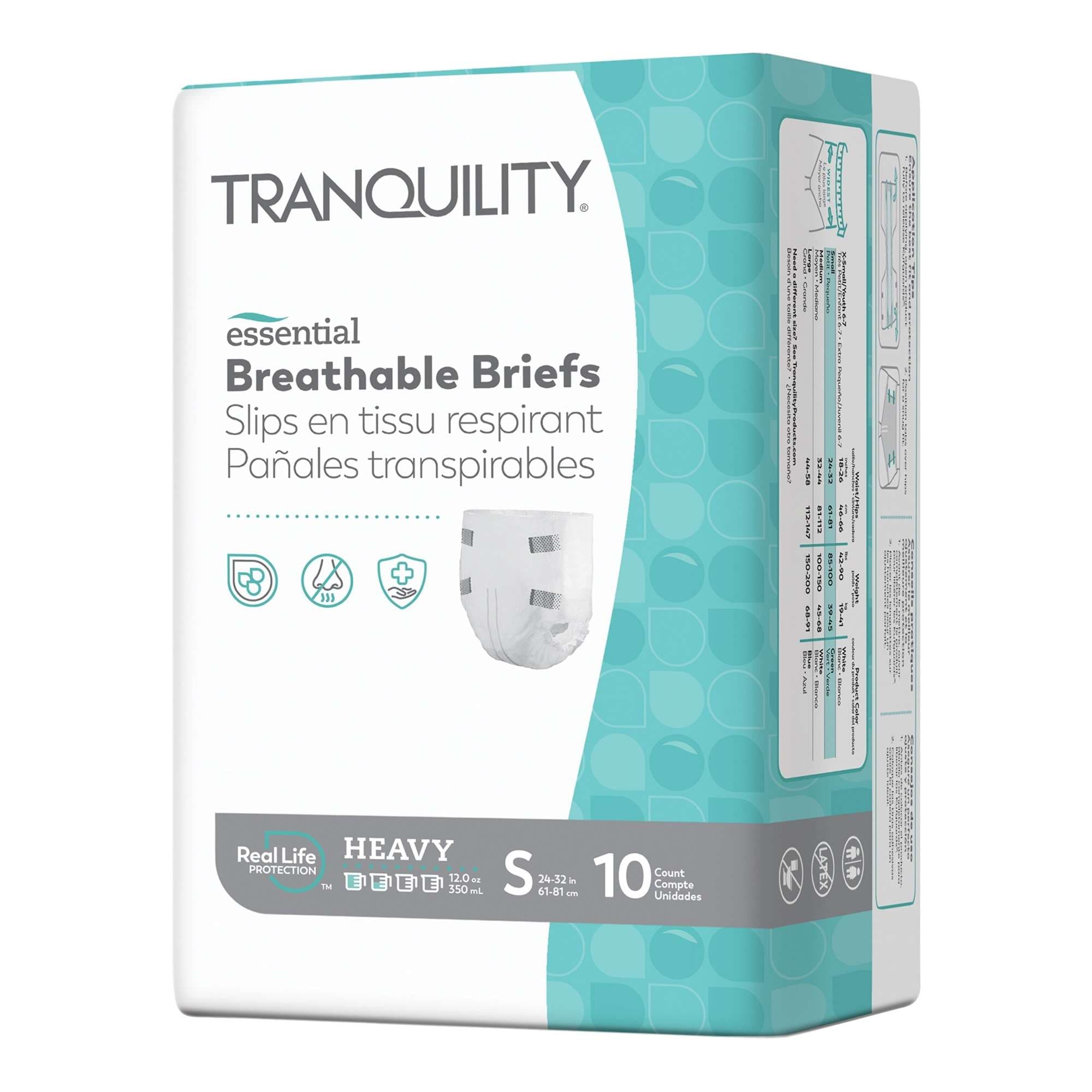 Tranquility Essential Heavy Breathable Briefs, Small - Case of 100 - Image 1