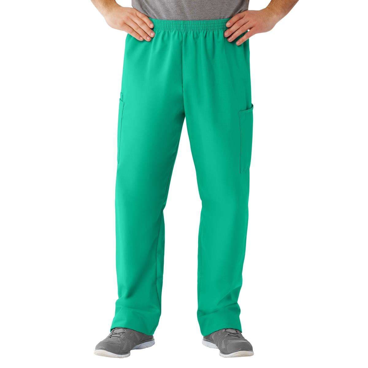 AngelStat Unisex Elastic Waist Long Inseam Cargo Scrub Pants, Jade, Medium - Image 1