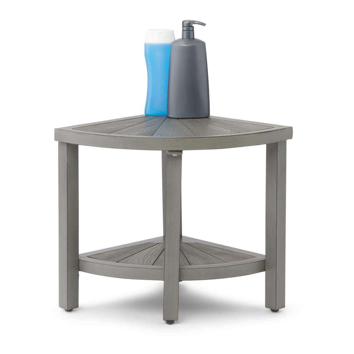 Medline Aluminium and Faux Wood Corner Bath Bench - Image 2