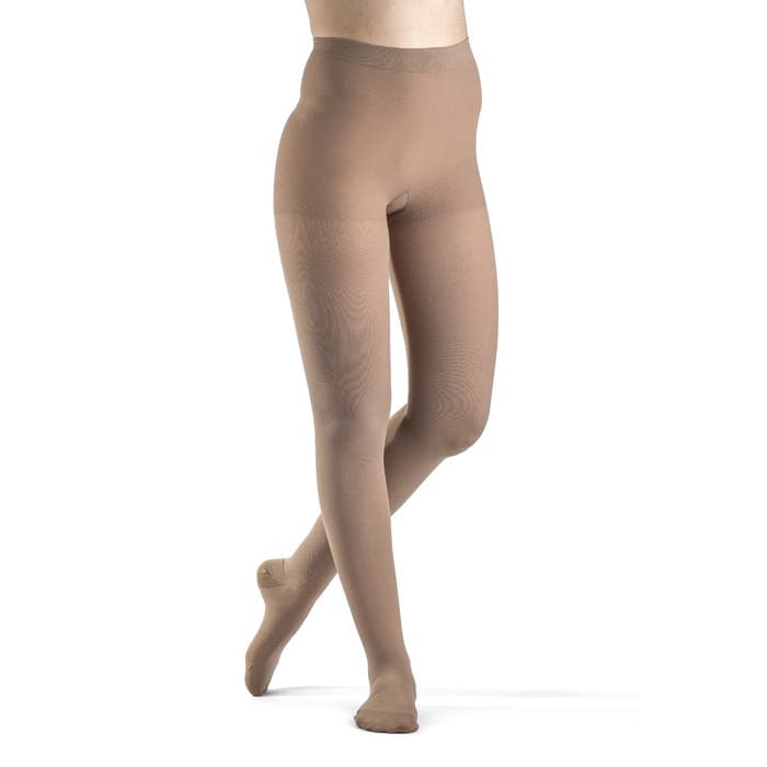 Sigvaris Women's Dynaven Access Compression Pantyhose, 30-40 mmHg Small Long, Crispa - Pair - Image 1